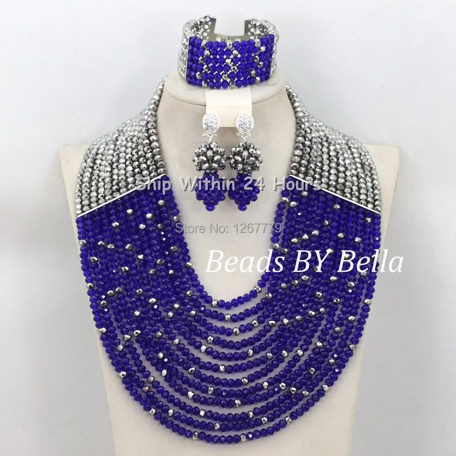 Роскошный Королевский синий и серебряный комплект ювелирных изделий с
