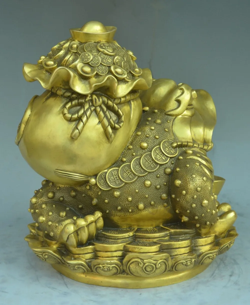 11" Chinese Copper Feng shui Animal Money Yuan bao Toad Statue | Дом и сад