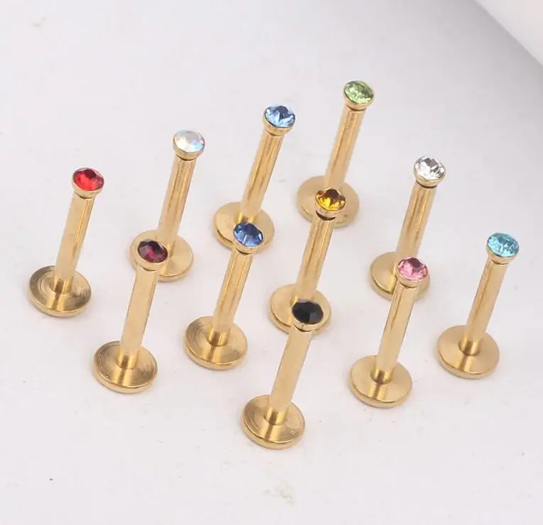 SaYao 1 2x8x2 мм 16G Стандартные серьги с внутренней резьбой красочный драгоценный