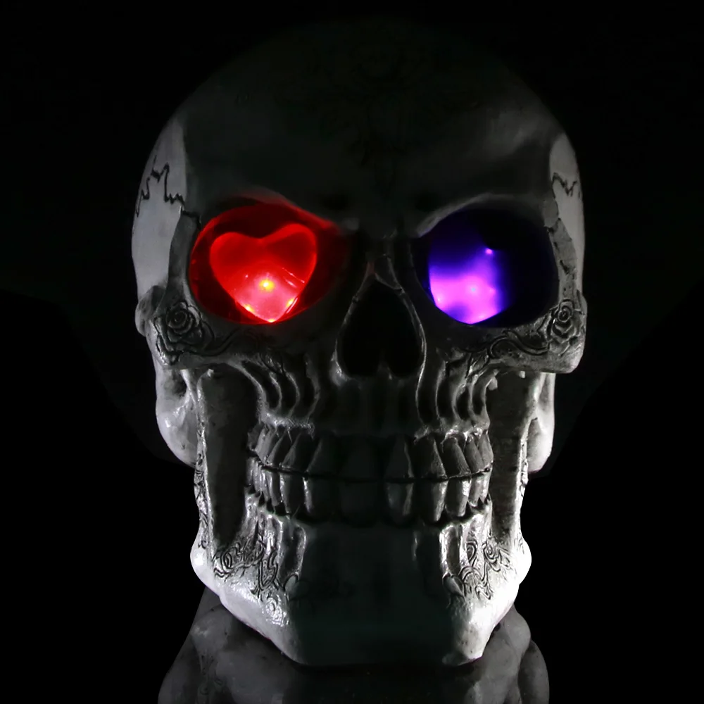 Светодиодный светящийся череп с красными глазами фигурка из смолы декор для