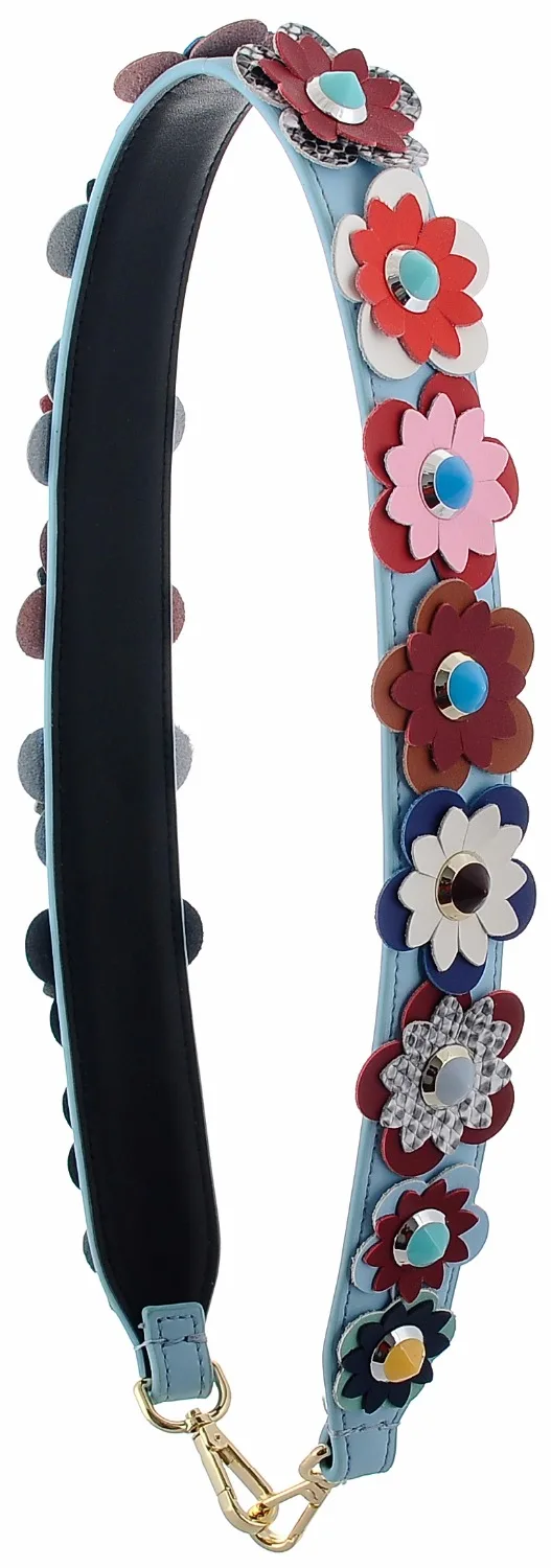 Genuine Leather Flower Women Shoulder Strap Rivet Design Handle For Bag Famous Brand Accessorie z1058 | Багаж и сумки