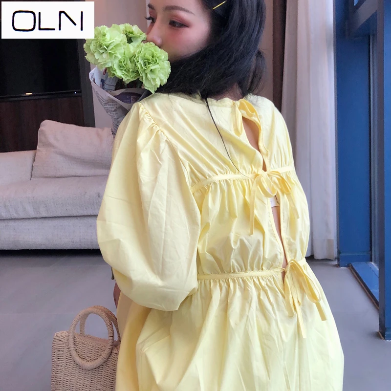 Vestidos платье OLN Новое корейское Ins мужское девичье Кукольное с ремешком на спине