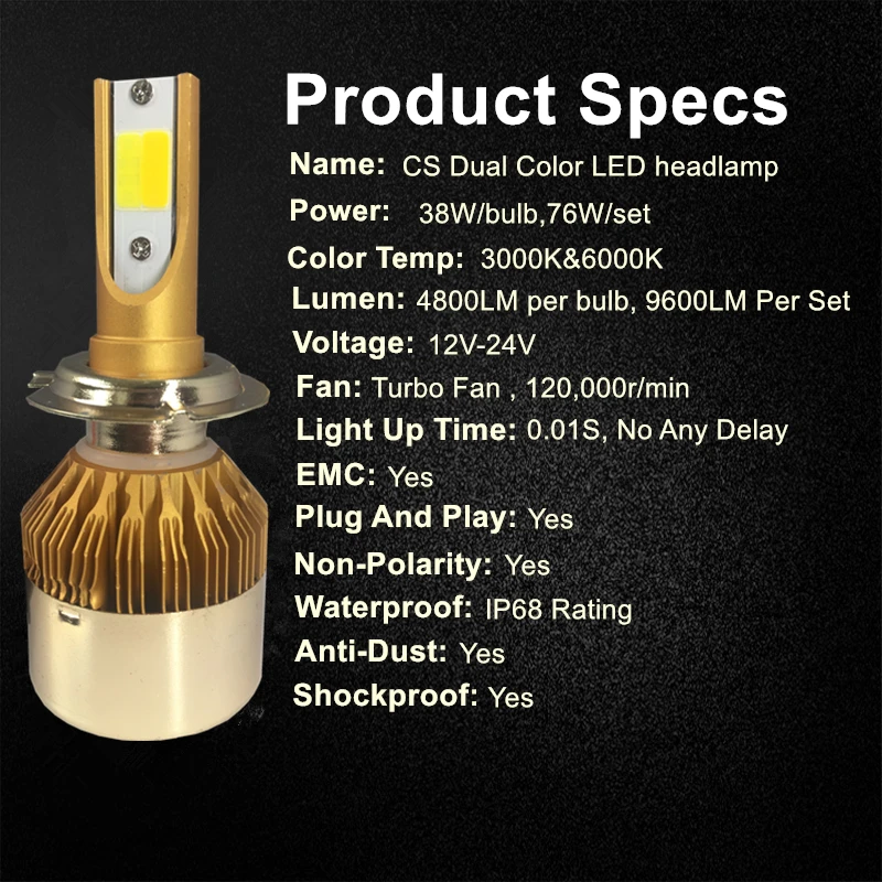 Светодиодные лампы YHKOMS H1 H7 LED H3 880 881 H27 9005 HB3 9006 9012 HB4 H8 H11 H4 Автомобильные