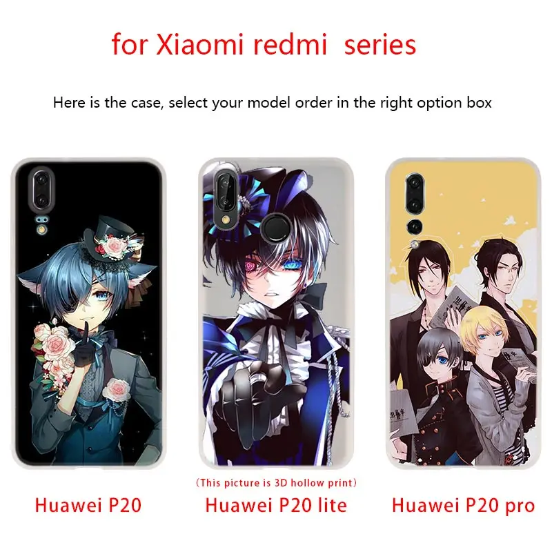 Мягкие чехлы из ТПУ с аниме Черный Батлер для телефонов Huawei P50 P40 P30 P20 Pro Lite p30lite p50lite
