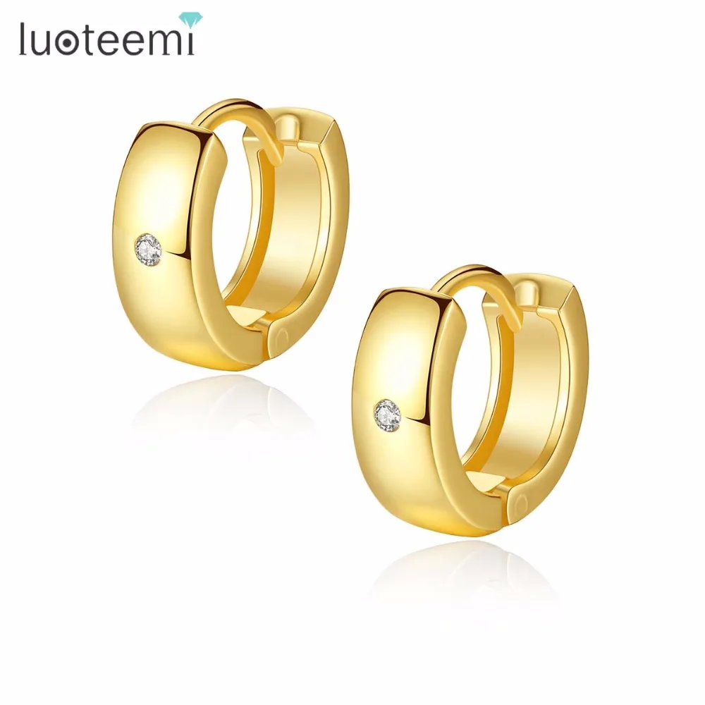 LUOTEEMI 2018 Новая мода милый маленький простой дизайн золото Цвет Clear серьги гвоздики