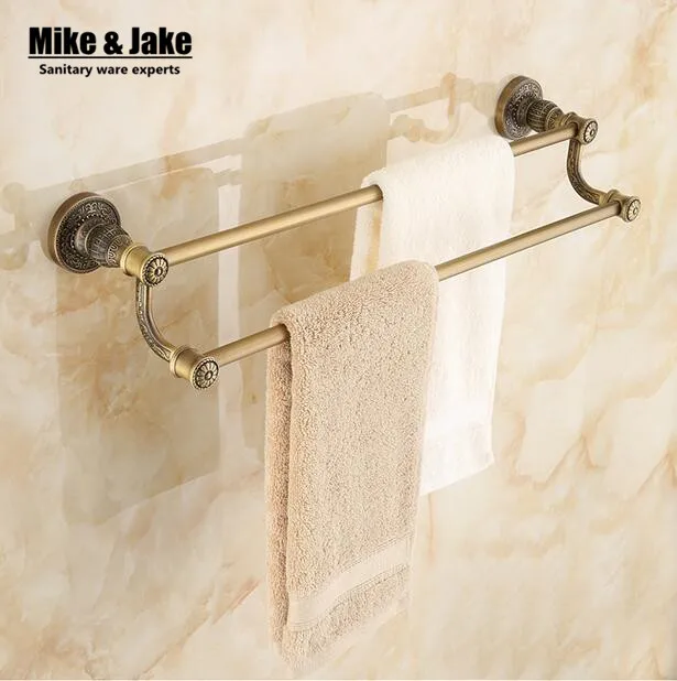 Двойная вешалка для полотенец в античном стиле 50 см твердая латунь ретро
