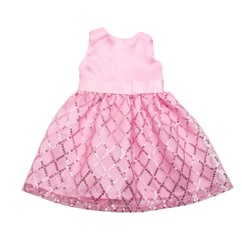 Pink 18 дюймов, с круглым вырезом, для девочек детское элегантное платье красивое платье принцессы кружевное вечернее платье Американский новорожденных юбка Детские игрушки подходит 43 см для ухода за ребенком для мам, детские куклы, c130 - Цвет: Pink