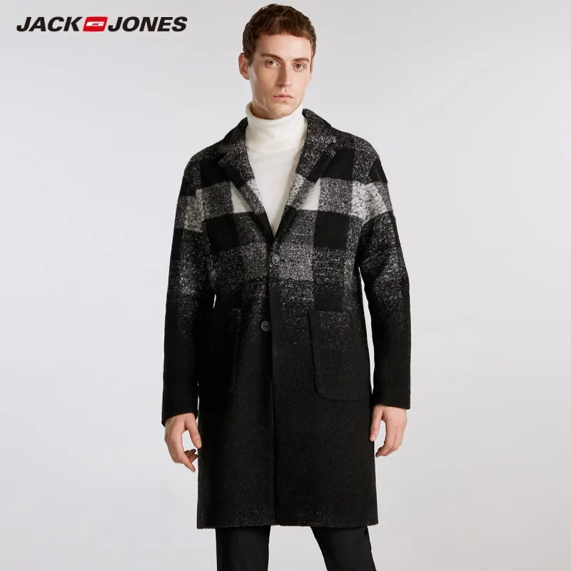 JackJones Для мужчин градиент в клетку с длинным рукавом облегающее пальто