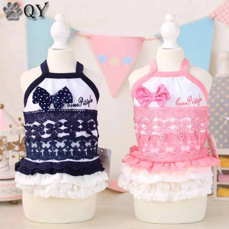 Кружевное платье с бантом для милой собаки товары домашних животных на лето и