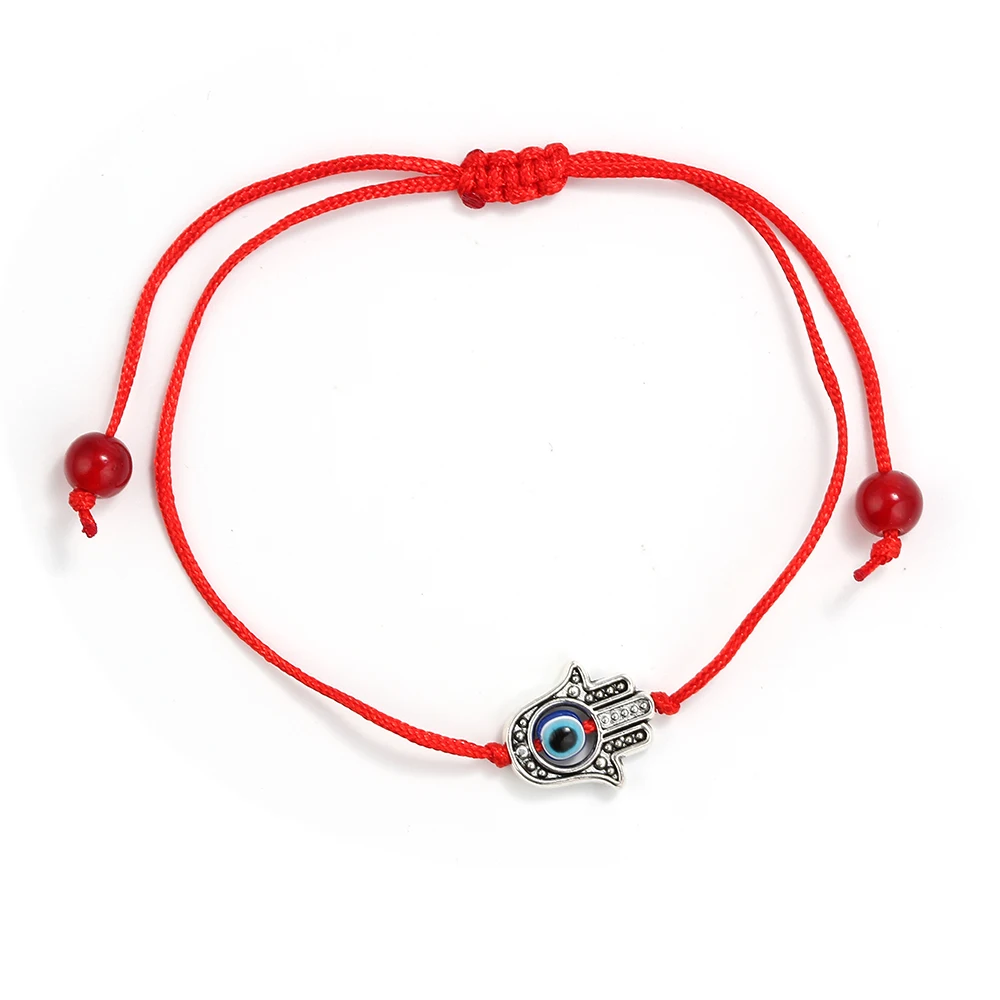 Красная струнная нить Хамса ручной браслет evil eye Lucky Boho Шикарный Браслет Шарм для мужчин и женщин ручной работы ювелирные изделия дружбы EY6160RD00