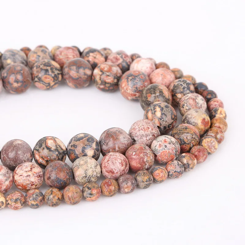 Оптовая продажа бусины из натурального камня с леопардовыми полосками матовые