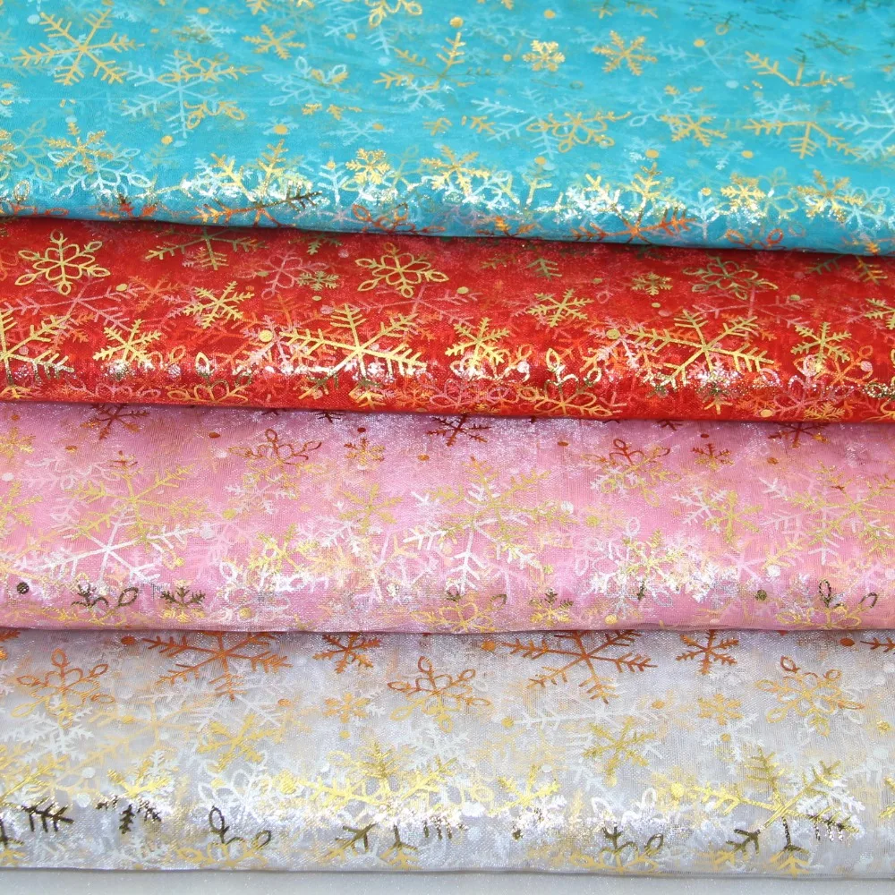 5 м/лот 60 дюймовая ширина снежинка Печатный полиэстер тюль ткань органза для
