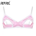 Мужские блузки, гладкий открытый бюстгальтер, сексуальный мужской жилет для геев, бюстгальтер на тонких бретелях с вырезами, без косточек, без подкладки, топы