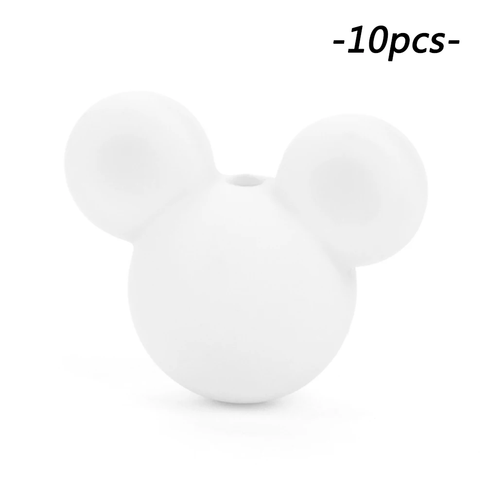 Snow LOFCA 10 шт./лот Микки силиконовые бусины Детские Прорезыватели игрушка мягкая Жевательная прорезыватель BPA бесплатно DIY Шарм ожерелье пищевой ювелирное изделие - Цвет: Snow