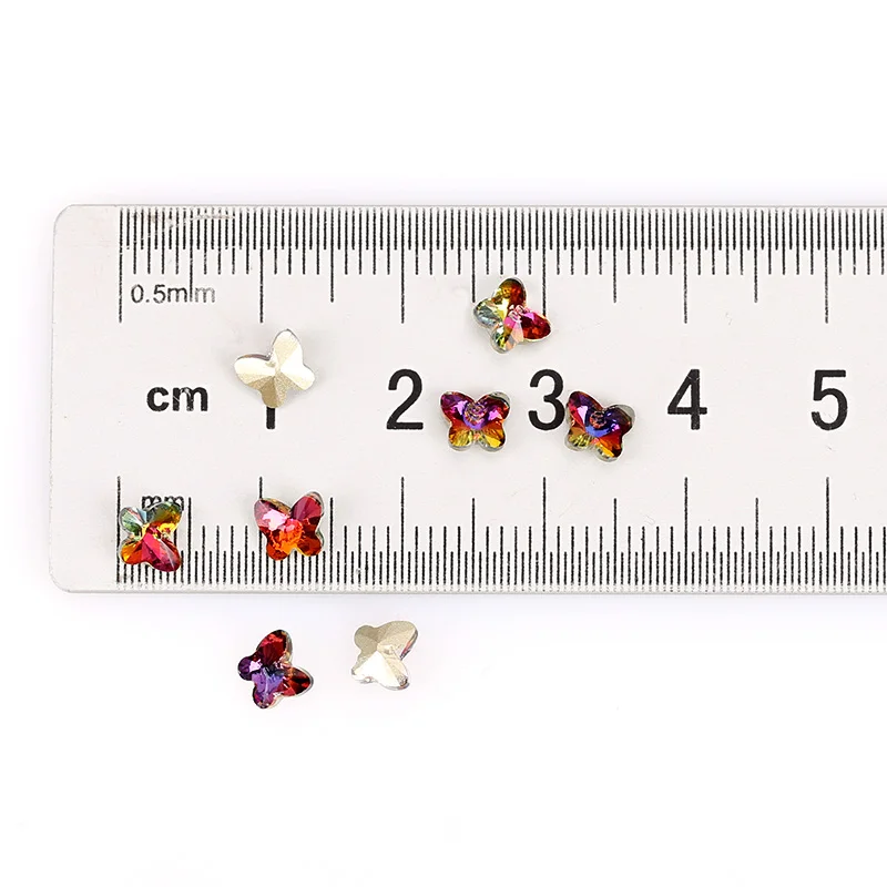 10 шт./лот дизайн бабочки Красочные 3D маникюрные клеи украшения блестящее пламя