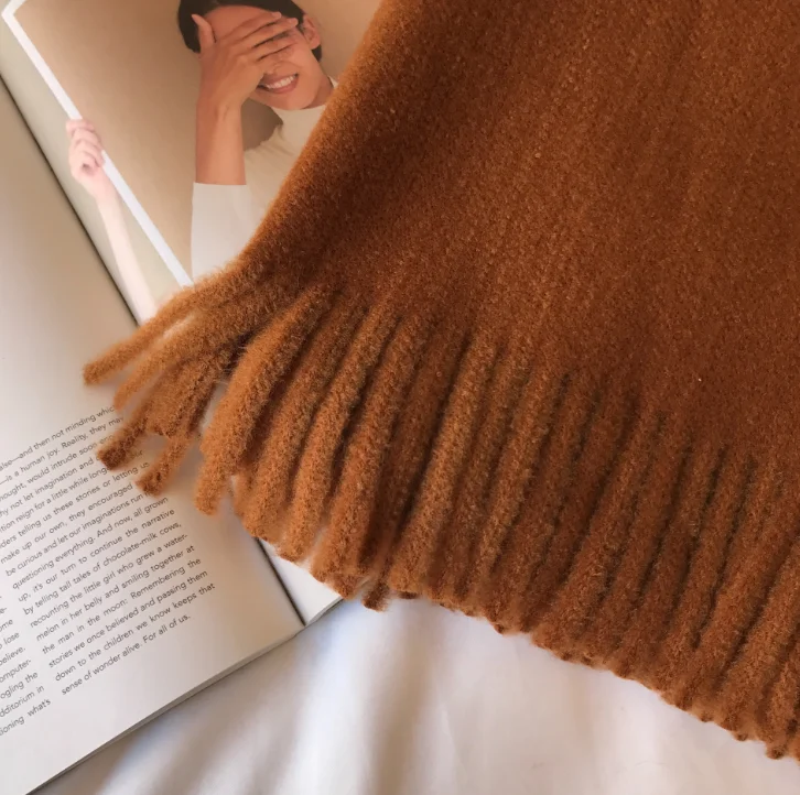 Однотонный зимний шарф Chanycore кашемировые женские шарфы из пашмины теплая плотная