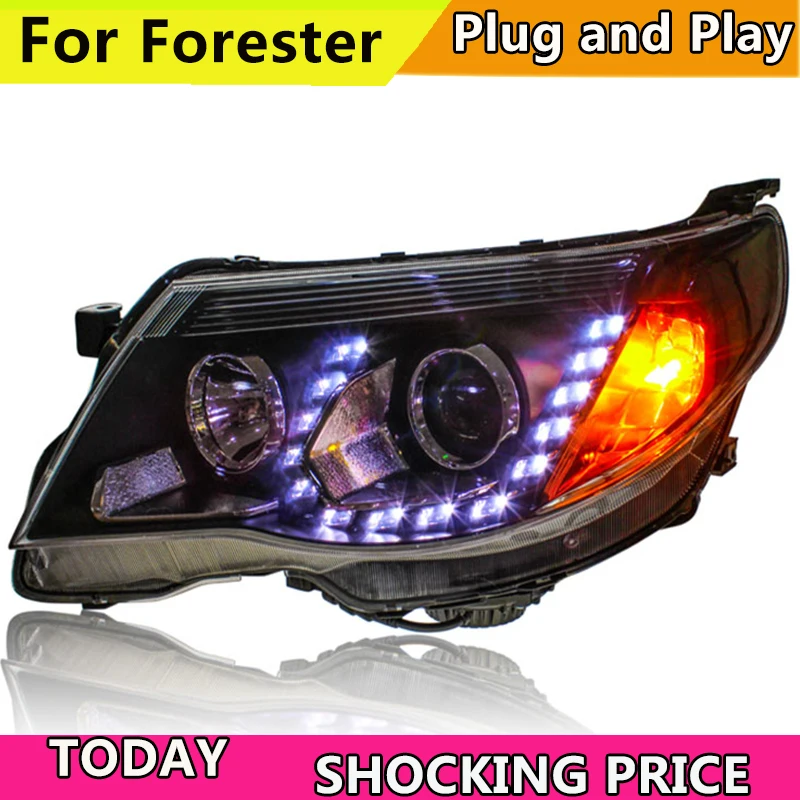Стайлинг автомобиля для Forester светодиодный ные фары 2008 2012 биксеноновые drl линзы