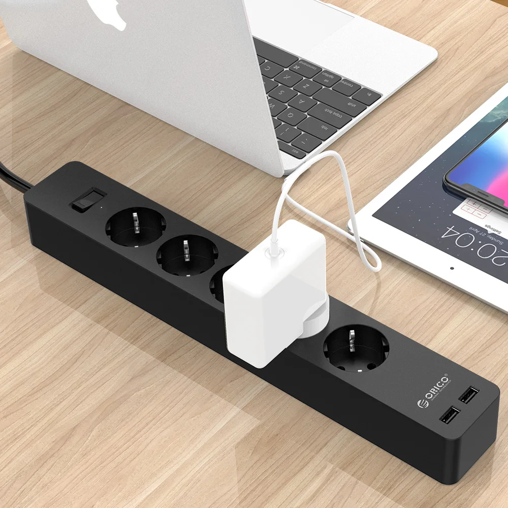 ORICO USB Smart Мощность розеток 4000 w с клеем доска разъем 2 AC 5AC точек 2 Зарядка через usb Порты для офис plug