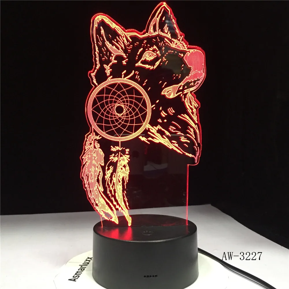 Животный принт волк Декор 3D светодиодный Звездная ночь красочные Волк Дизайн
