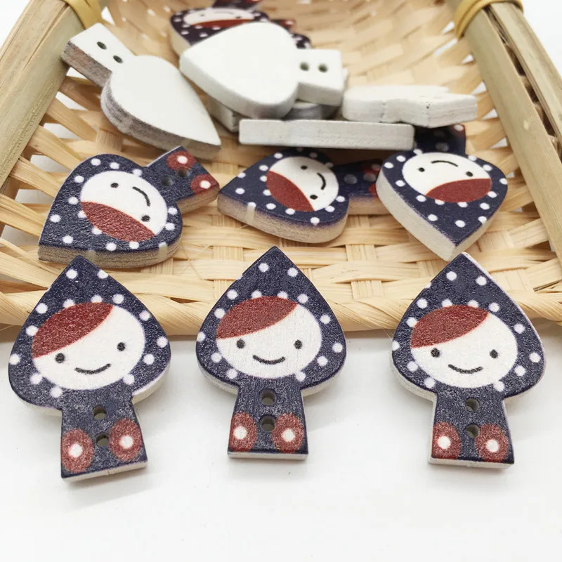 Стильные деревянные пуговицы для маленьких мальчиков 50 шт./пакет 2 отверстия