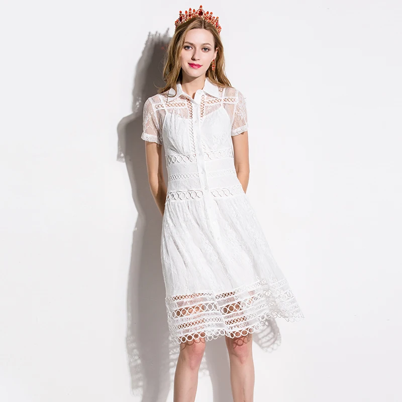 2017 Лето белый Turm вниз Воротник Милый Краткое принцесса С Коротким Рукавом