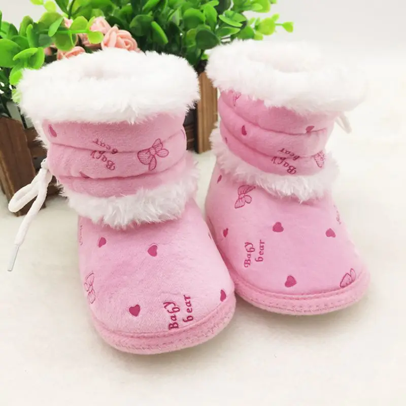 Baby 0-18 Months Prewalker Girls Winter Snow Boots Infant Solid Lace Up Shoes First Walker |