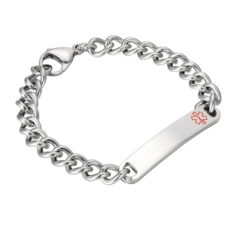 20.5cmx8mm LASPERAL серебряный цвет браслет из нержавеющей стали для женщин мужчин панцирная цепочка ID браслет ювелирные изделия полированный DIY панк рок ювелирные изделия 20 см - Окраска металла: 20.5cmx8mm