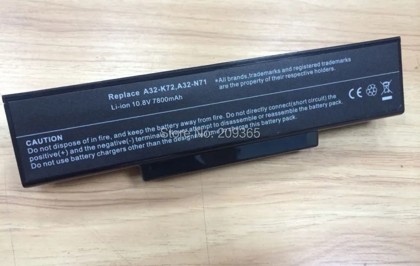 Аккумуляторная батарея 9 ячеек на 7800 мАч для Asus K72 K72F K72JR N71JQ N71VG N71VN K72J N71 K72Q N73 K73 X77 A72D