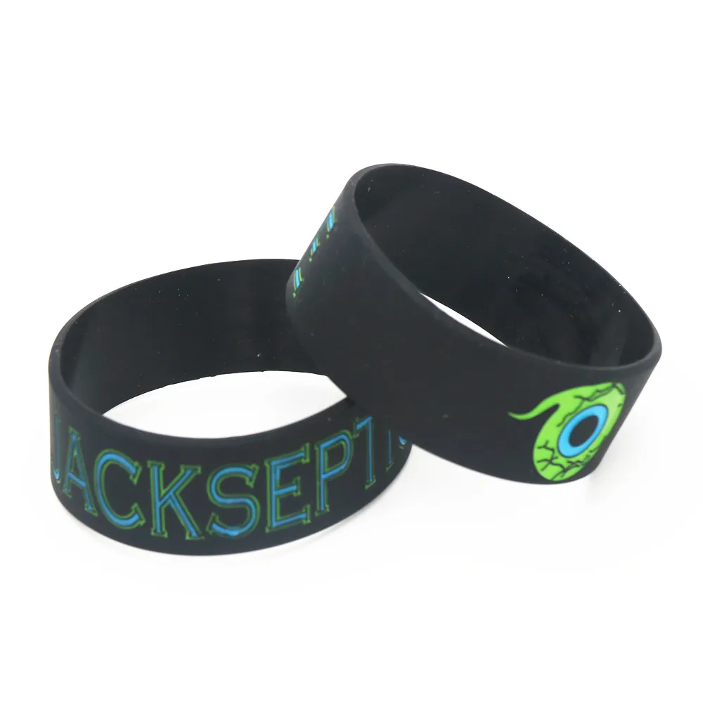 Lukeni Лидер продаж 1 шт. 1 дюймов чернила заполненные логотип Jacksepticeye силиконовый браслет широкий зеленый Средства ухода для век браслет& bangels для подарков sh202