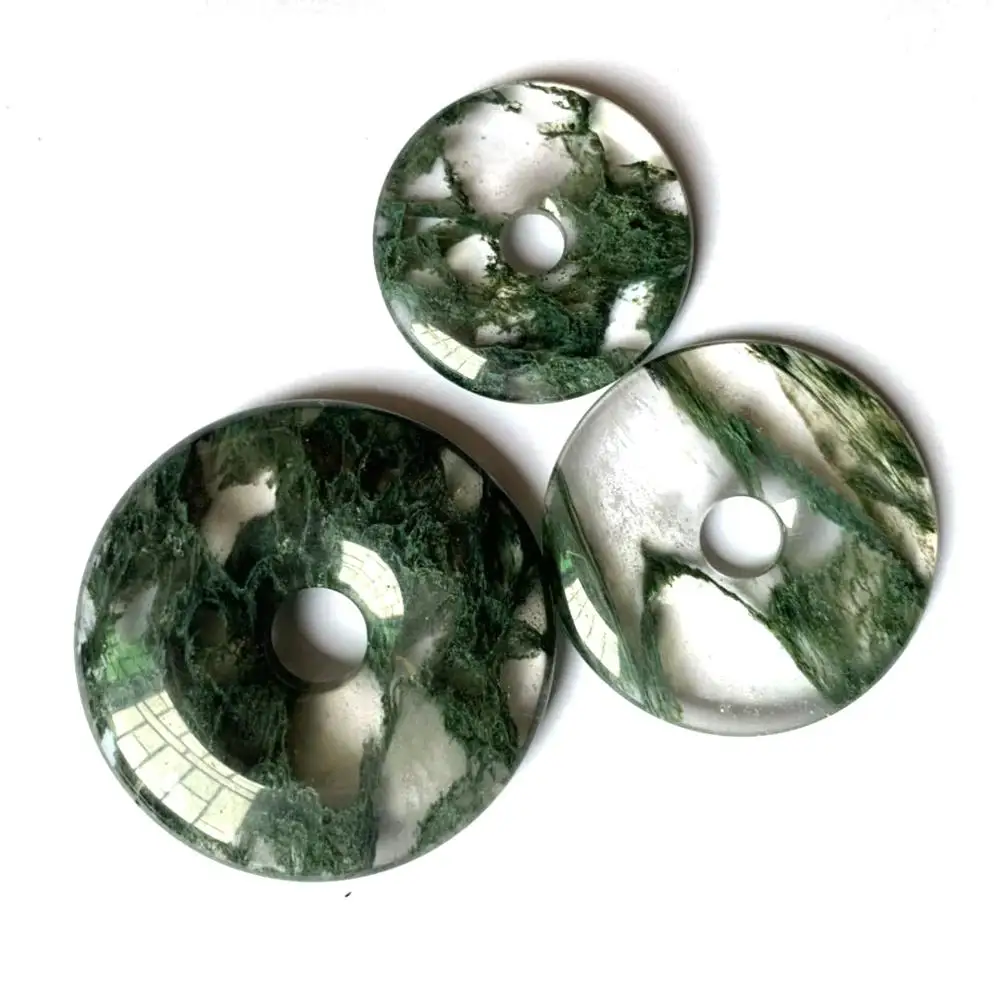 Зеленый кристалл в форме пончика/кварцевый камень бисер натуральный драгоценный