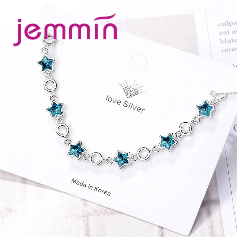 Женский браслет из серебра 925 пробы с темно-синим фианитом | Украшения и