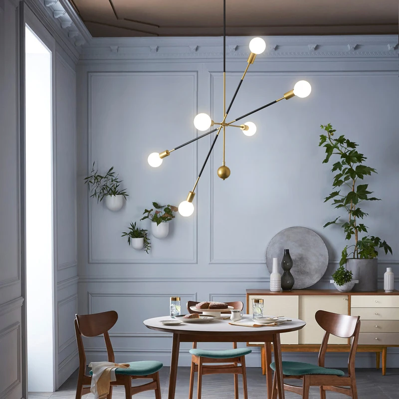 Postmodern Golden LED chandelier lighting Nordic Iron Round ball hanging lights for dinning living room foyer bedroom fixtures