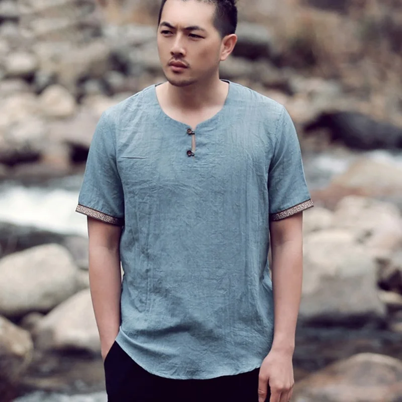 Chinese shirt bouse men traditional chinese clothing for male mandarin collar kung fu outfit tops TA192 | Тематическая одежда и
