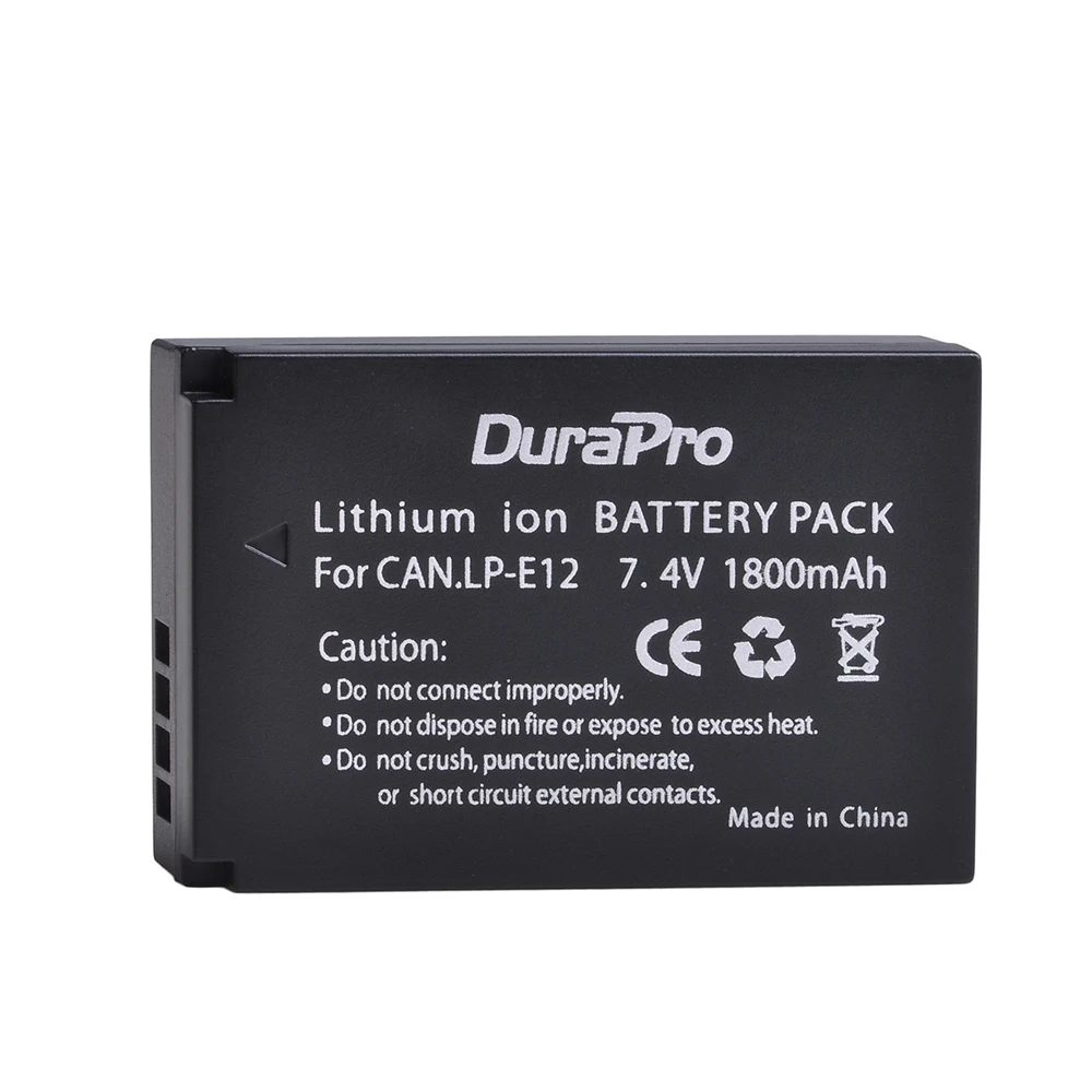 DuraPro 2x1800 mAh LP-E12 LPE12 LP E12 Аккумулятор для камеры+ ЖК-Зарядное устройство USB для Canon M 100D Kiss X7 Rebel SL1 EOS M10 DSLR камеры