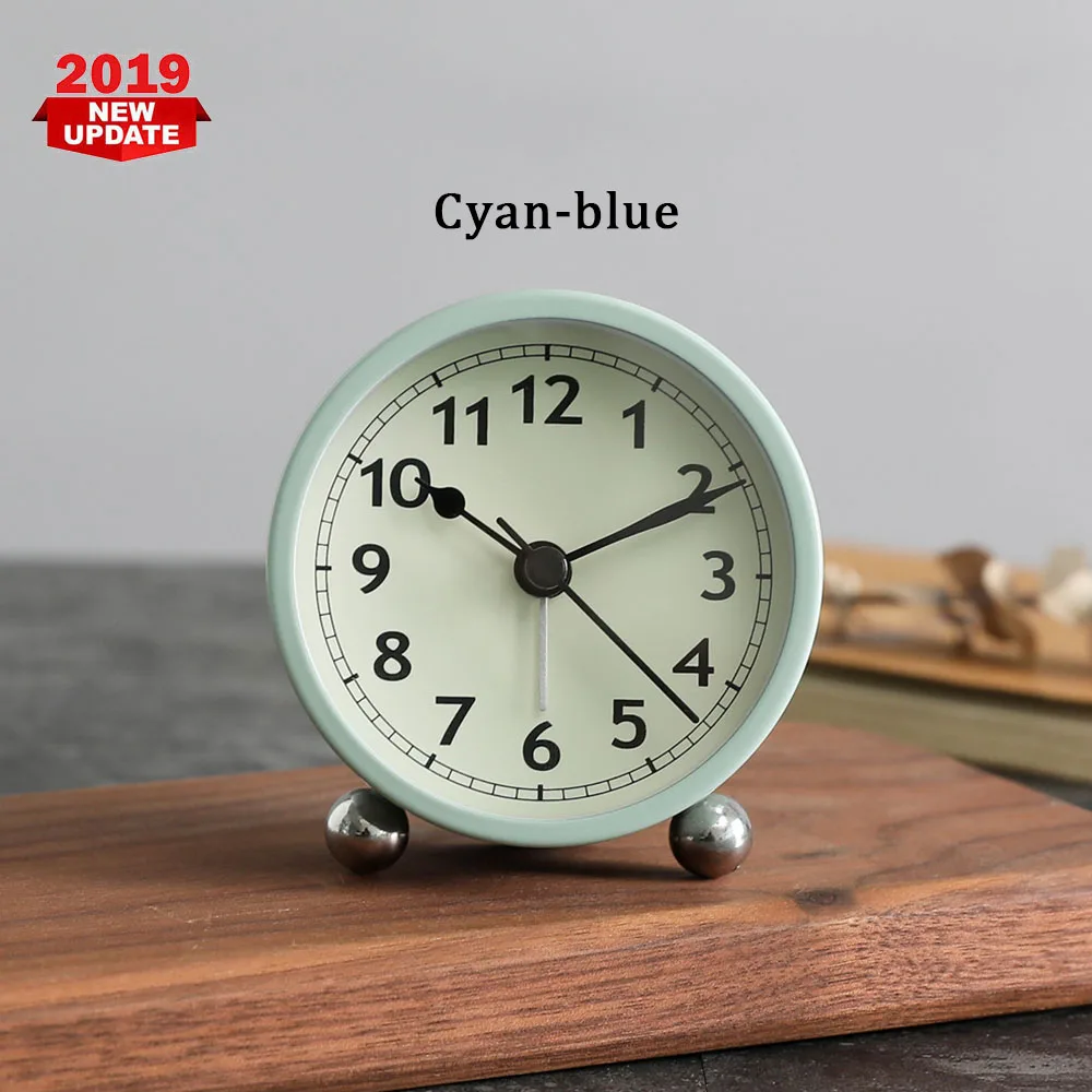 Blue NZ106 Милый маленький свежий будильник Студенческая Спальня прикроватный ночной Светильник настольные часы Металлическая указка цифровые часы - Цвет: Blue NZ106