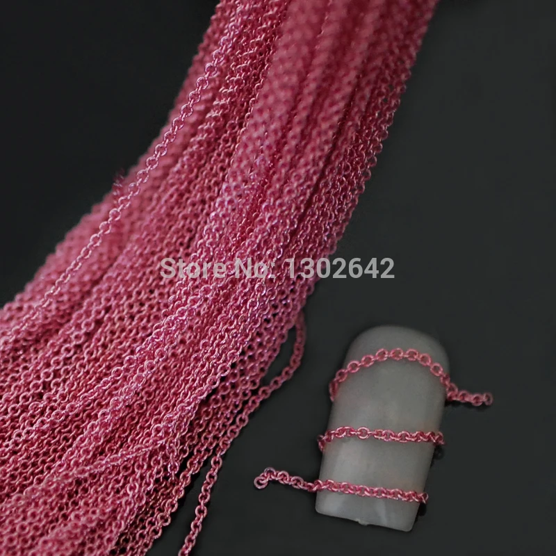 

10m nail chain Fashion design DIY Metallic pink Color Small Chain for Tips Nail Art Decorations