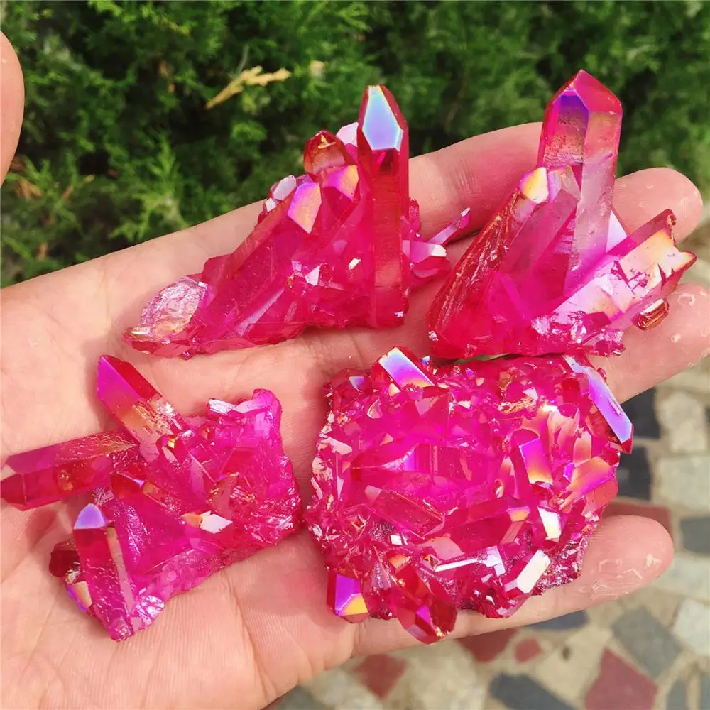 1 шт редкие красивые Мэй красное пламя аура гроздь кристаллов кварца