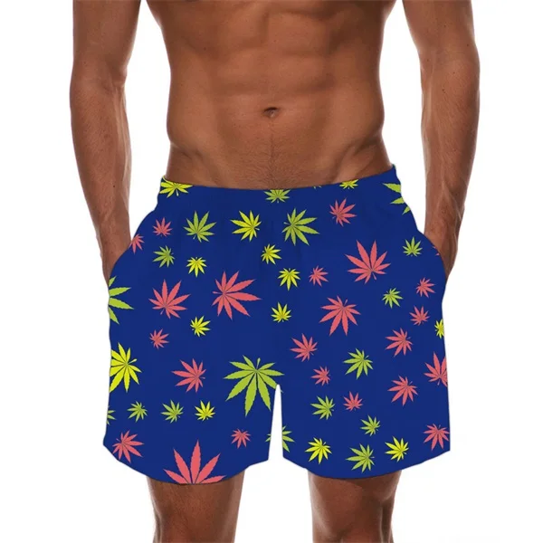 INSTANTARTS Tropical Hemp Weed Leaves/Maple Leaf Pattern Man's Swimming Trunks Beach Board Shorts Quick Dry Sports Swim Suits - Цвет: HMF917Z34