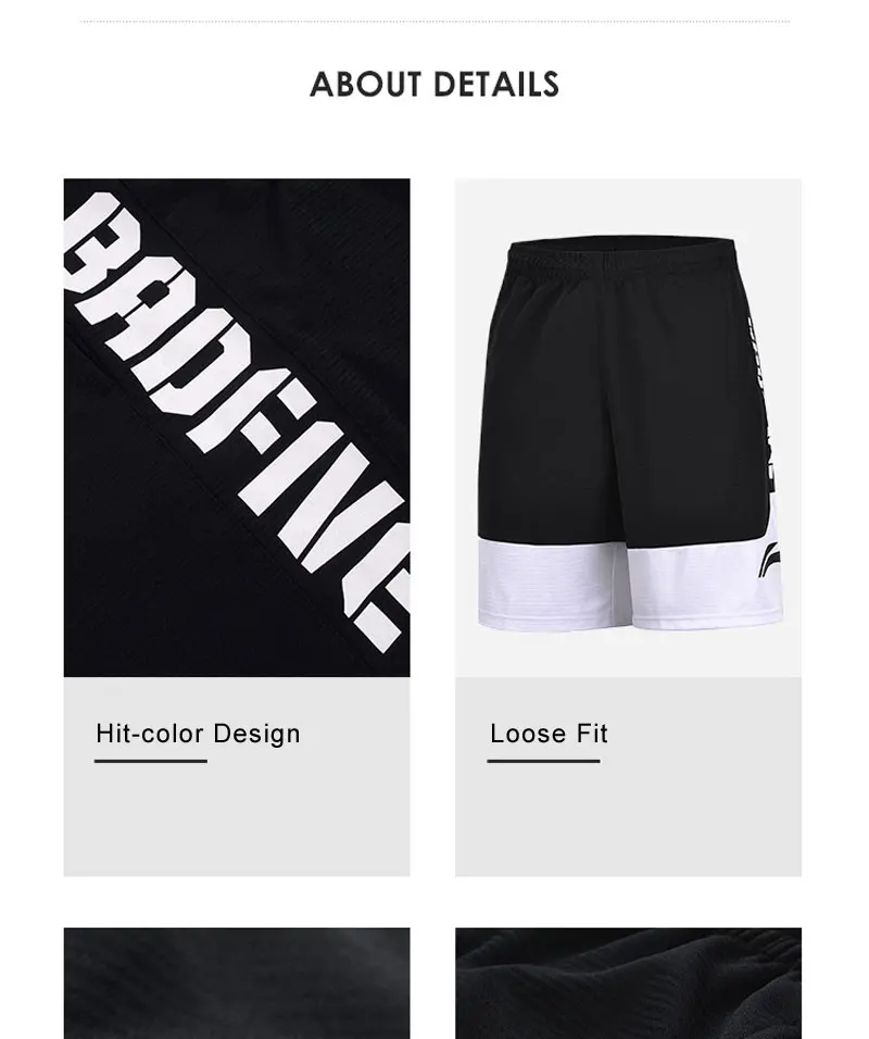 Li-Ning мужские шорты BAD FIVE для соревнований по баскетболу, свободные, дышащие, Полиэстеровые, удобные, с подкладкой, спортивные шорты AAPP017 MKD1602