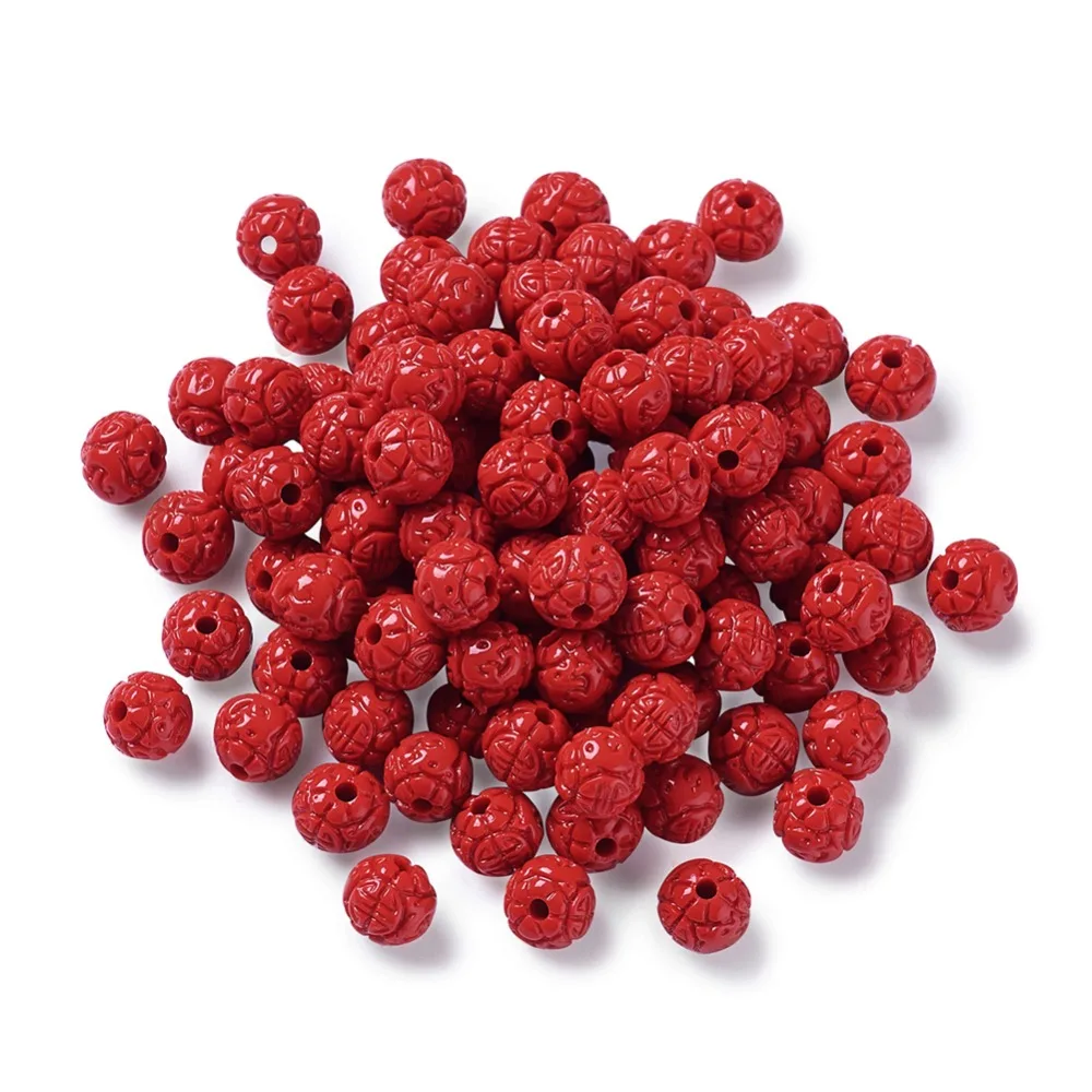 PandaHall 100 шт. 6 ~ 7x6 мм круглые/цветочные бутоны Cinnabar изготовление ювелирных изделий