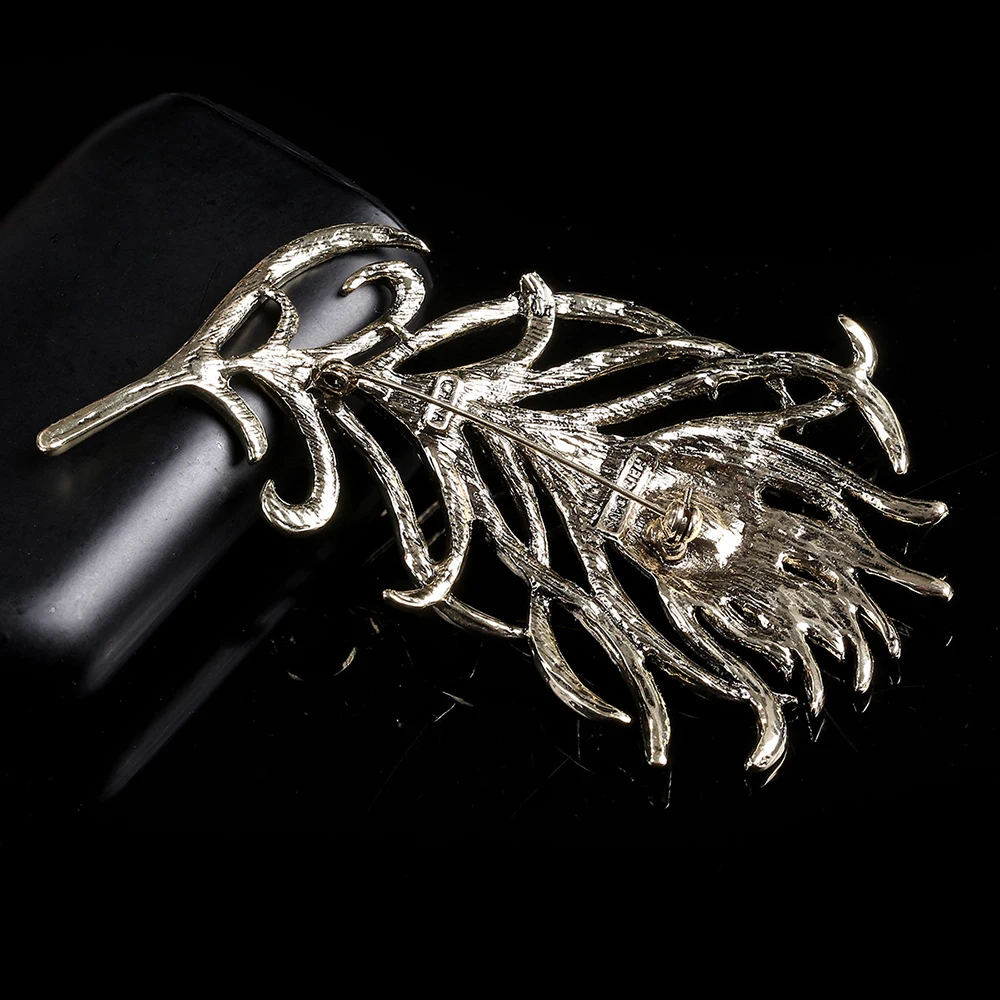 Винтаж Для женщин перо павлина Броши Кристалл Rhinestone Брошь Pin Свадебная вечеринка