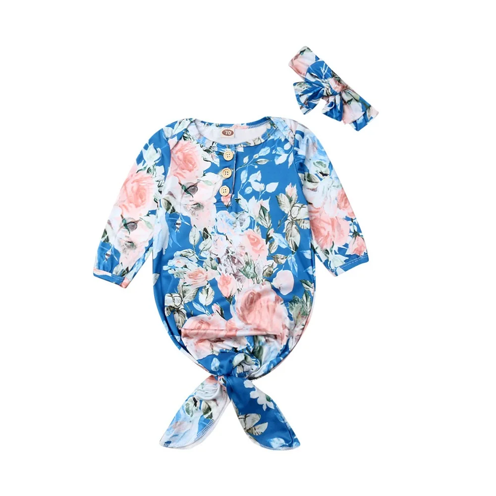 Pudcoco/повседневная одежда для сна для новорожденных девочек от 0 до 6 месяцев пеленки с цветами, спальный мешок, повязка на голову