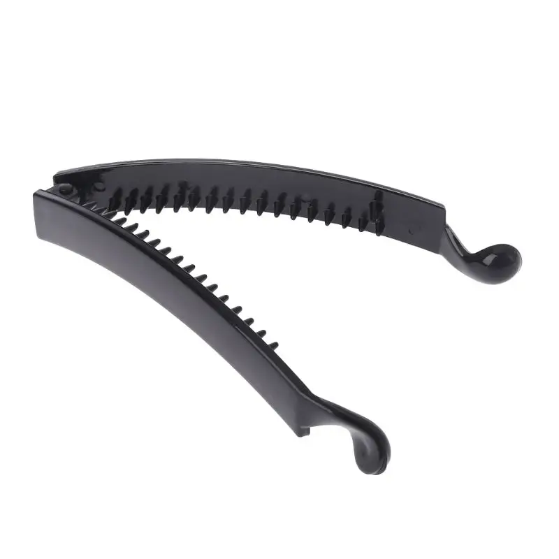 2 Pieces 10 cm Banana Hair Clips Black Square Head Plastic Barrette Ponytail Holder | Scrunchie