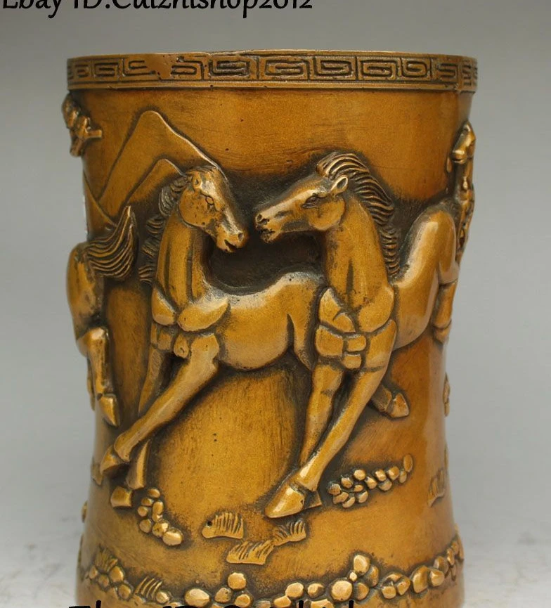 Бесплатная доставка китайские бронзовые конные Кони для бега ручка контейнер