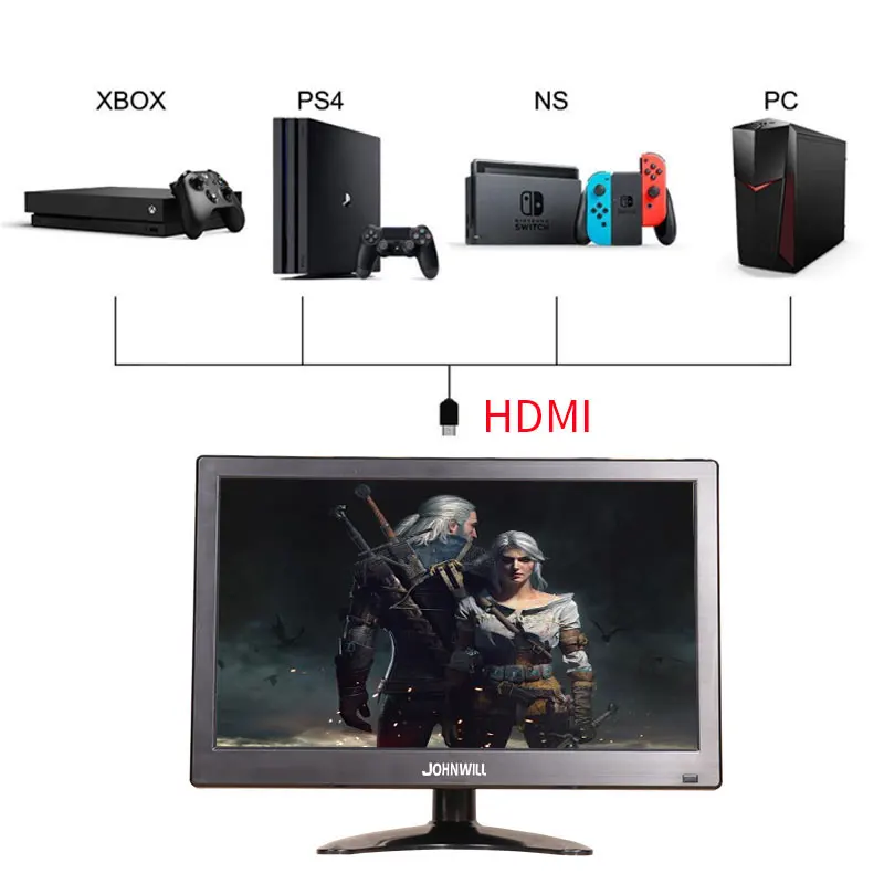 12 дюймов ЖК дисплей ips HDMI HD Портативный монитор ПК Дисплей Серая Шкала
