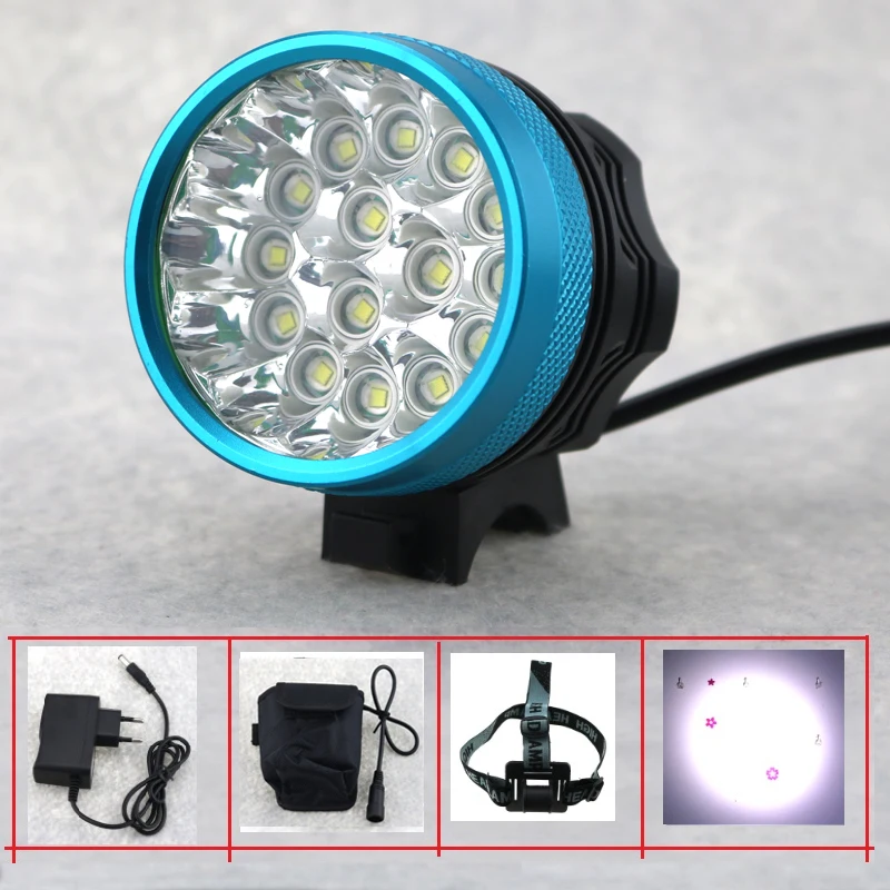 Водонепроницаемый перезаряжаемый велосипедный фонарь 25000 люмен 15x Cree XML T6