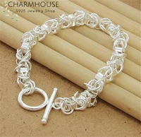 charmhouse silver 925 jewelry bracelet for women 8mm spigot chain bracelet bangles wristband pulseira femme wedding party gift