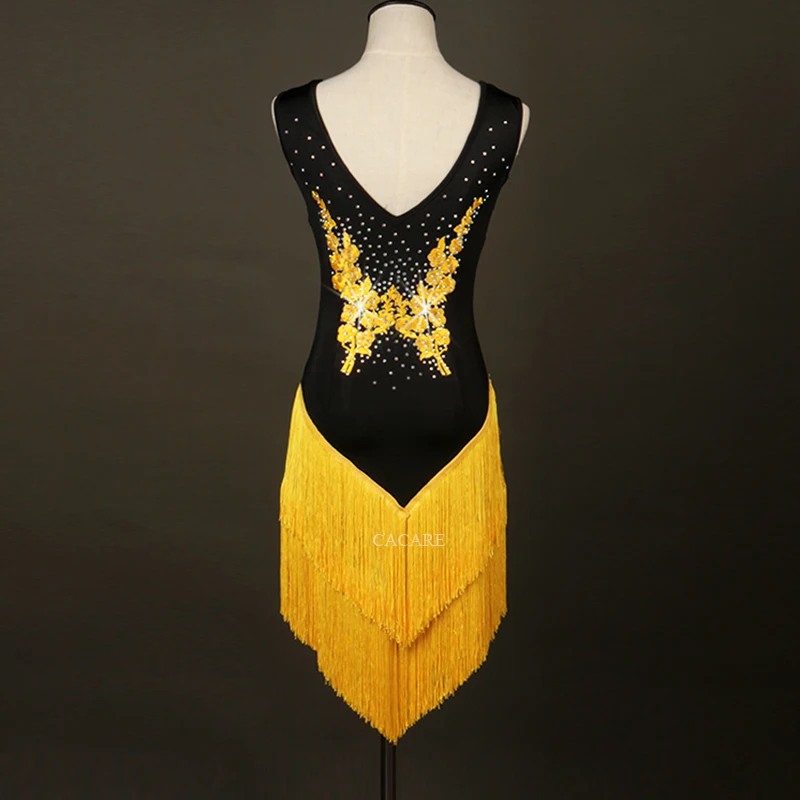 Женское платье с бахромой для латиноамериканских танцев соревнований сальсы