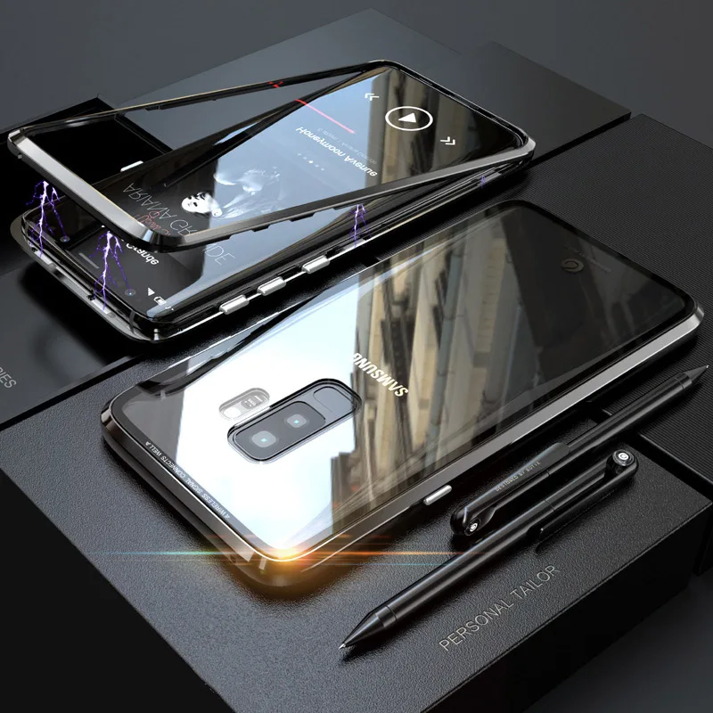 Чехол для samsung Galaxy S9 тонкий бампер [Магнитная адсорбции] закаленное стеклянный
