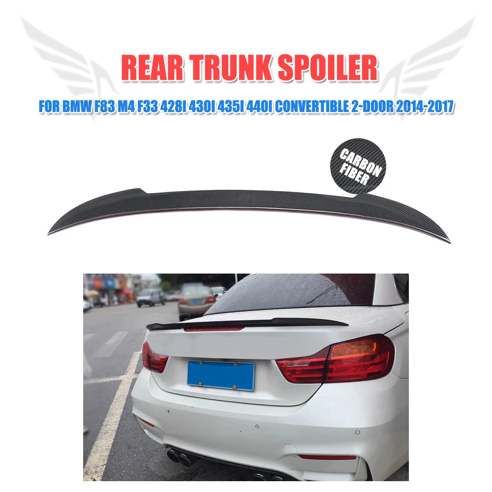 

For BMW 4 Series F83 M4 F33 428i 430i 435i 440i Convertible 2-Door 2014 - 2018 Carbon Fiber Rear Trunk Spoiler Wing Lip Sticker